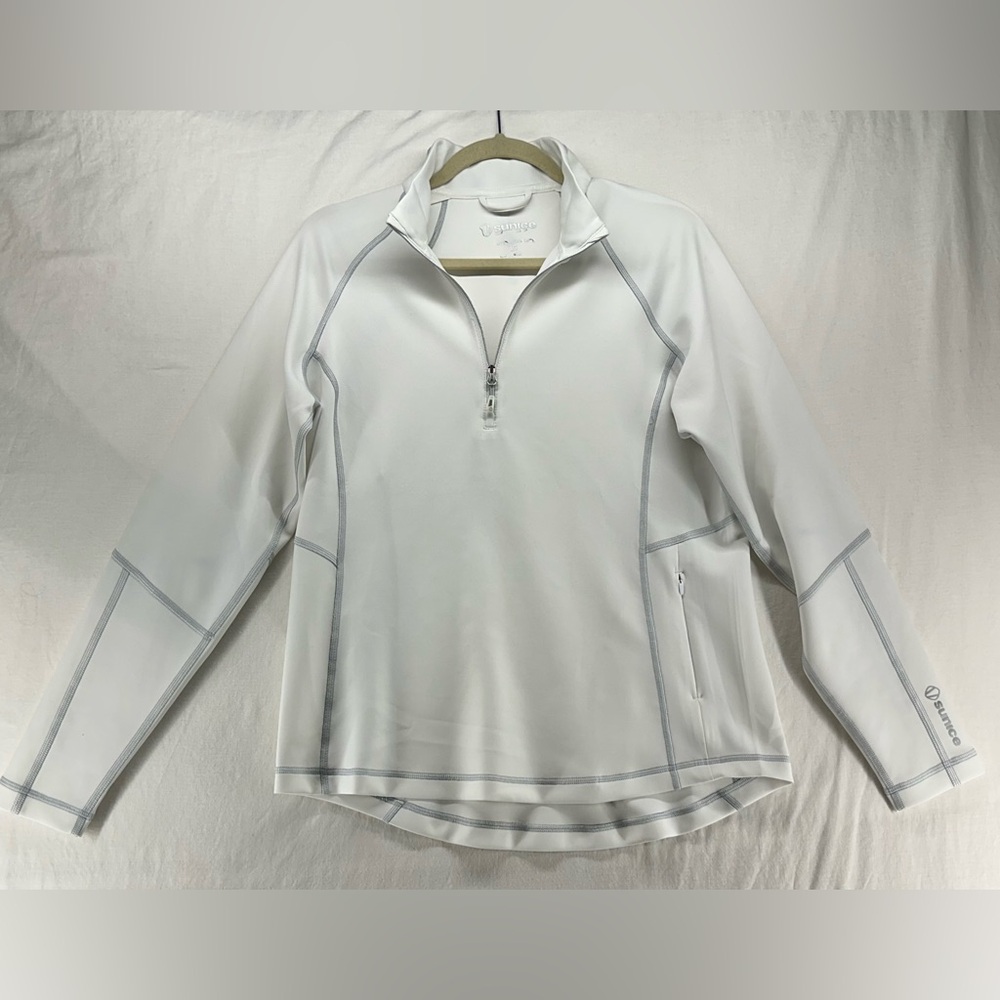 Sunice Maddy 2.0 Element Shield Water Repellent 1/4 Zip‎ Pullover White Large